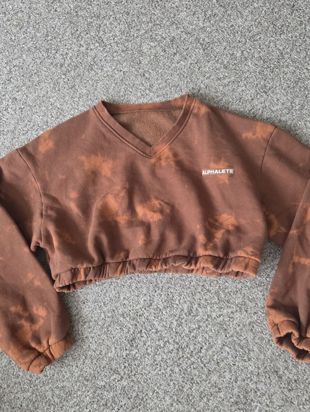 Alphalete HTCS Cropped Tie-Dye V-Neck Sweatshirt - Penny -Brown Size XL